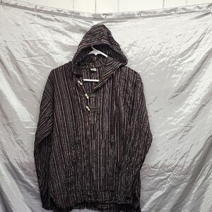 Siddhartha Cotton Hoodie Kangaroo Pocket Boho Purple Black Gray L /XL
